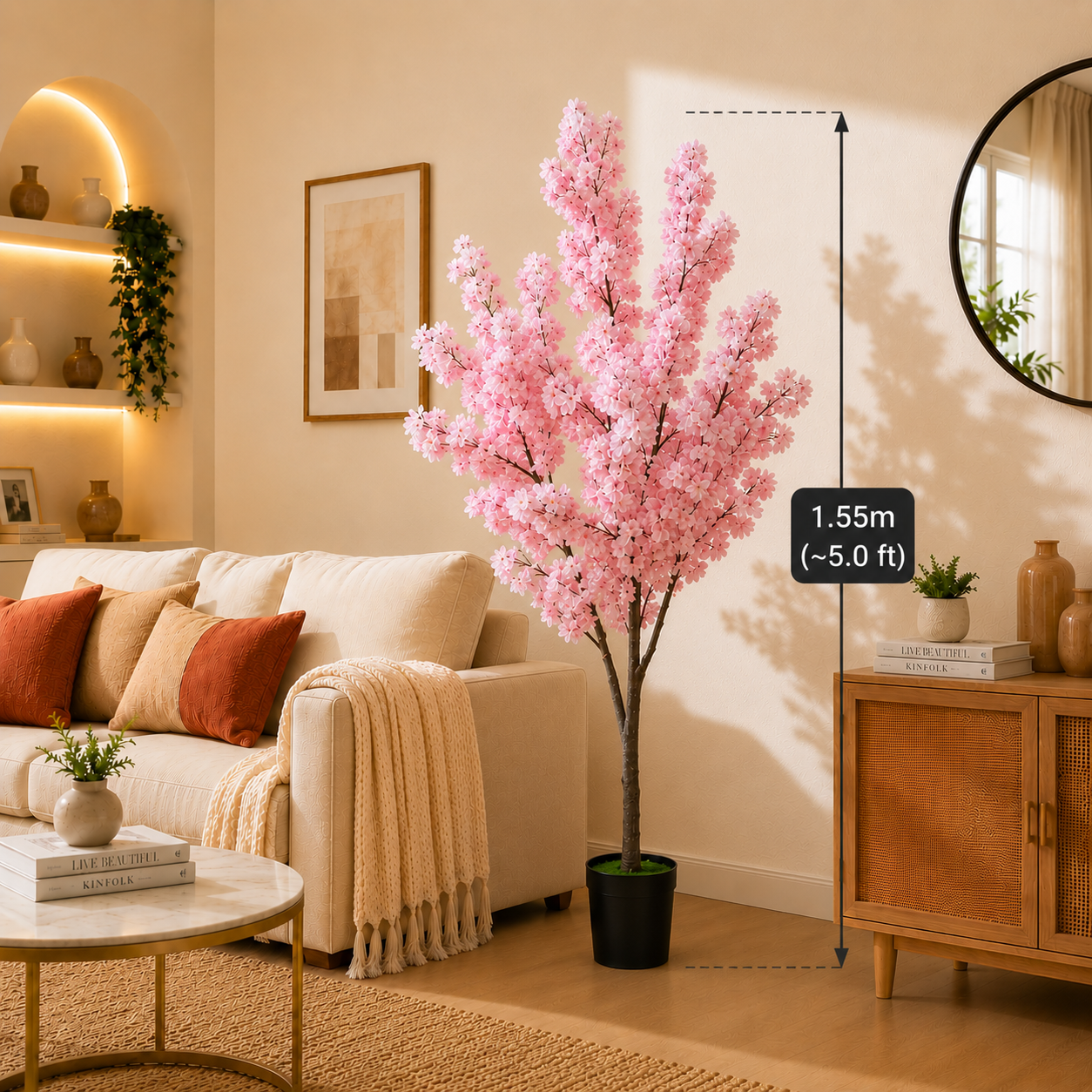 Artificial Pink Blossom Tree – 1.55m (5.0 ft)
