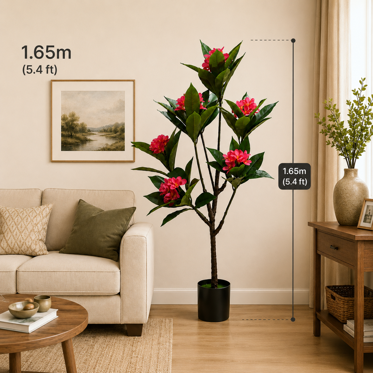 Artificial Red Frangipani Tree — 1.65m (5.4 ft)